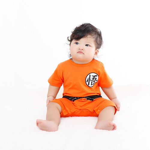 Foreign Trade Baby All-in-One Suit Monkey King Style Summer Baby Pure Cotton T-shirt Nappy Suit Children's Wear Crawling Suit