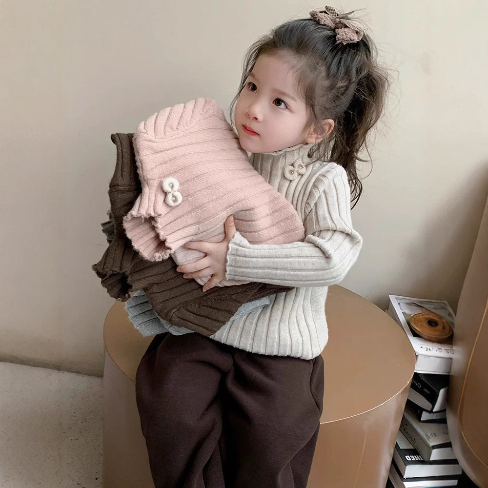 Girls' sweater 2026 new winter thickened baby girl winter base layer children's winter clothing inner knitwear