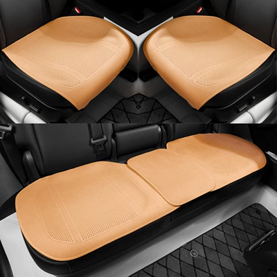 Leather Car Seat Cushion, Universal, Seat cushion, seat cover - type-a-thin-padded-deerskin-akiyama-chestnut-three-piece-suit