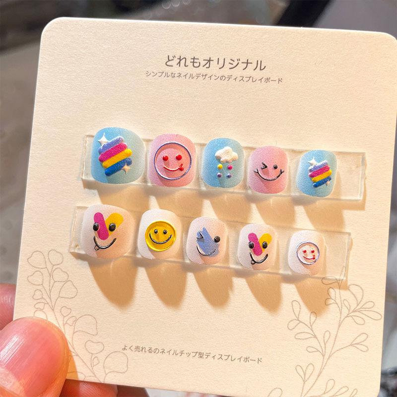 Children's Nail Stickers Girls Wear Self-adhesive Nail Stickers Cartoon Cute Princess Fake Nail Stickers Embossed Nail Stickers