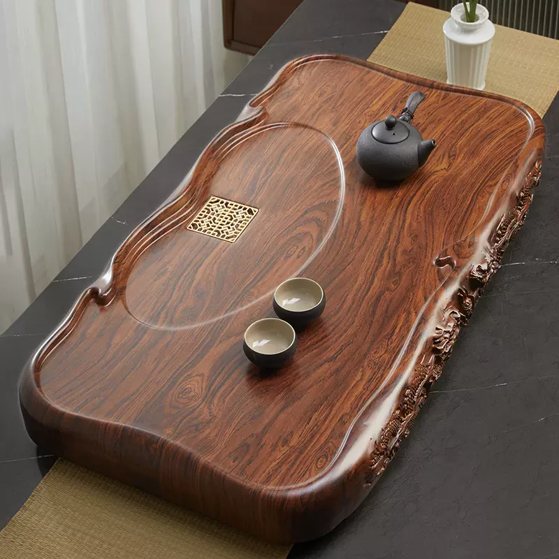 爆款！工厂直销黑檀木茶盘仿整块实木简约家用茶台大小号茶海排水