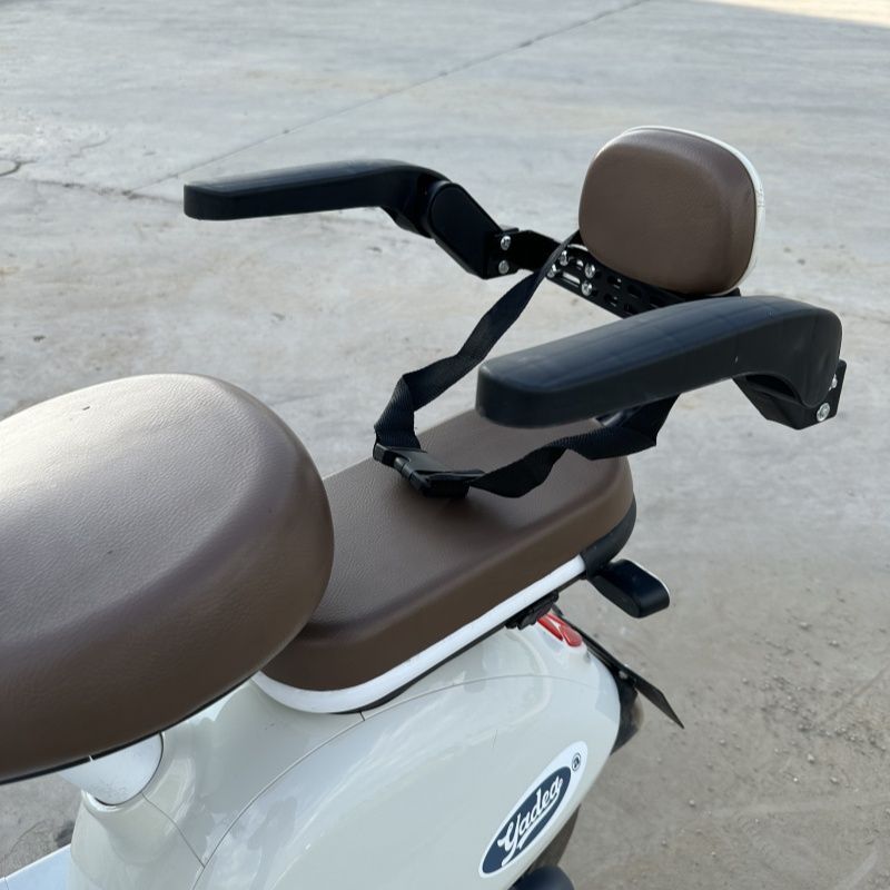 Rotatable Scooter with Guardrail, Electric Vehicle Rear Child Seat, Battery Vehicle Anti-Fall Folding Armrest
