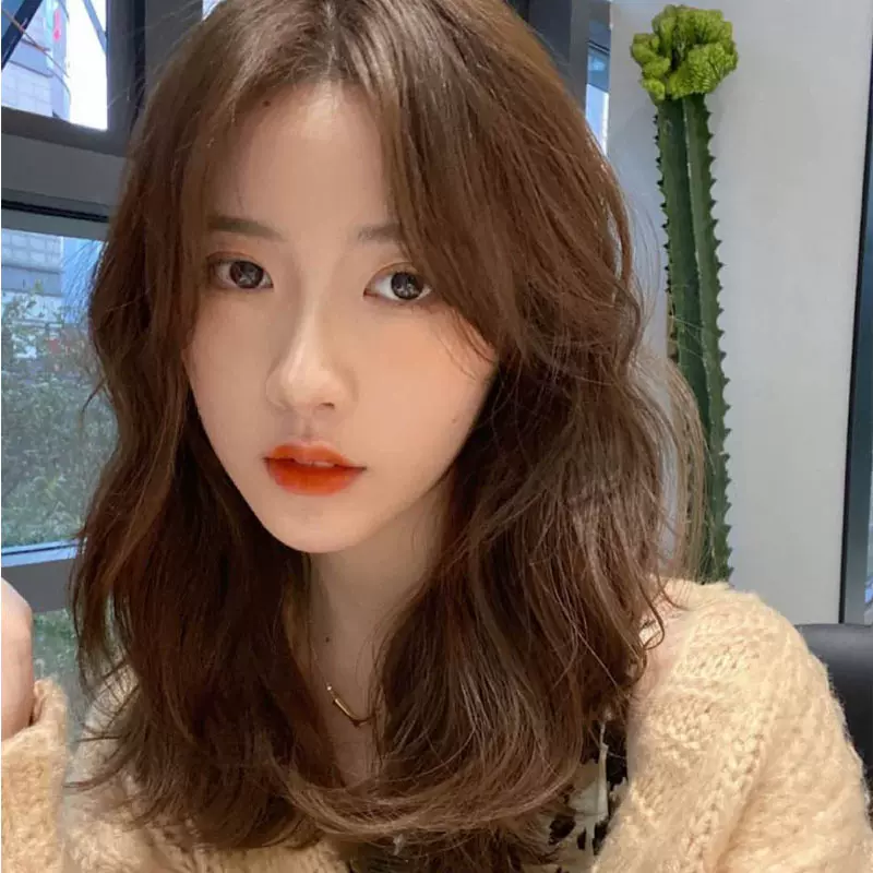 假发女韩式中分刘海锁骨发中长卷发时尚化纤假发头套支持一件代发