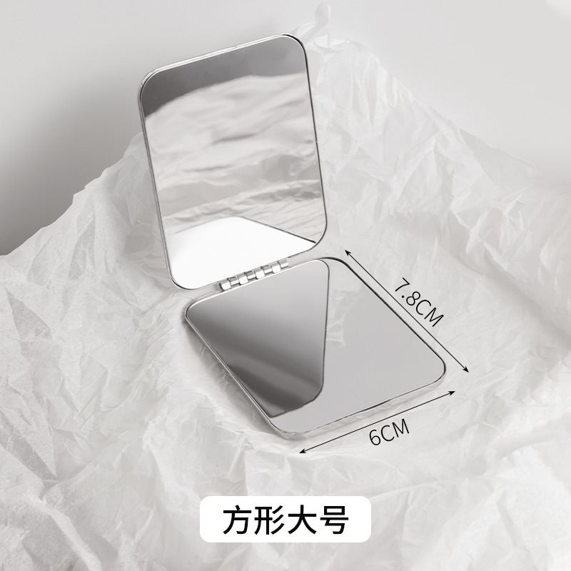女性用両面小型ミラー、折りたたみ式ステンレス製化粧鏡、ポータブルフリップトップデスクトップ、スタンドアップおよび落下防止|undefined