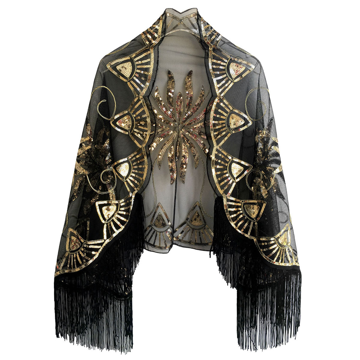 Europa y América borla lentejuelas vestido de noche nuevo banquete vestido de fiesta chal Amazon deseo transfronterizo bufanda desgaste exterior