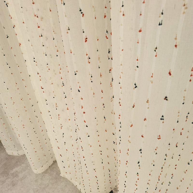 棉麻亚麻遮光窗帘纱帘阳台客厅魔术自粘贴短帘半帘粉色透光不透人