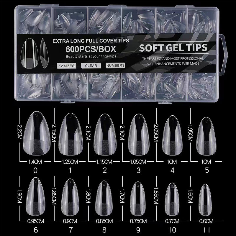 Transfronterizo nuevo manicuras de manicuras sin grabar delgado semigrasado sin marcas europeas y americanas dedo falso esmerilado 600pcs manicuras al por mayor