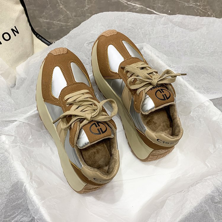 Winter Plus Samt Echtes Leder Waffel Wald Schuhe frauen 2023 Herbst Neue Dicke Sohle Erhöht Freizeit Sport Moral Training_voghion.com