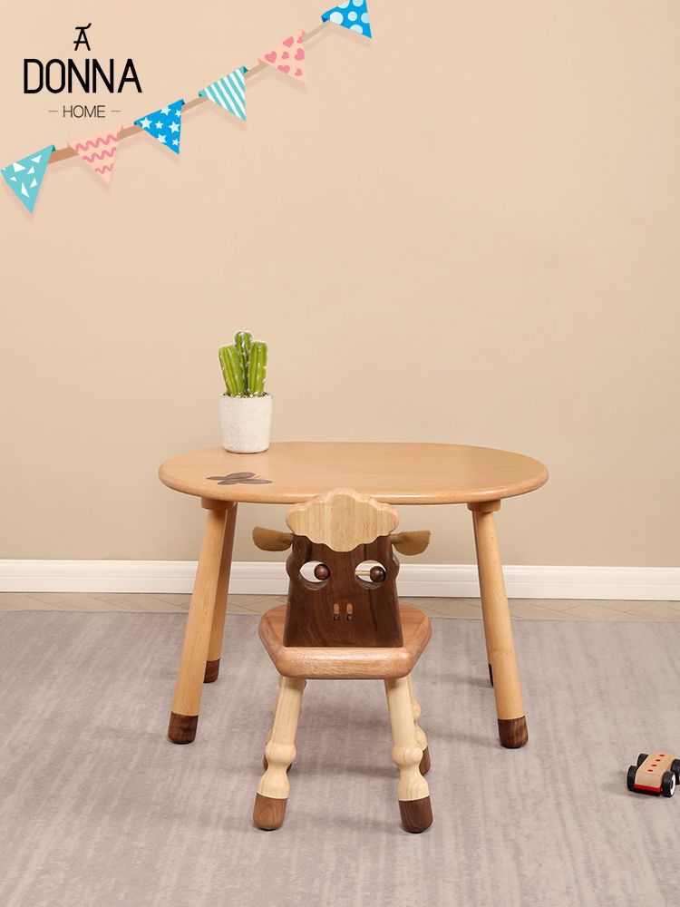 北欧实木儿童桌椅幼儿园书桌家用宝宝可升降学习桌玩具桌花生桌