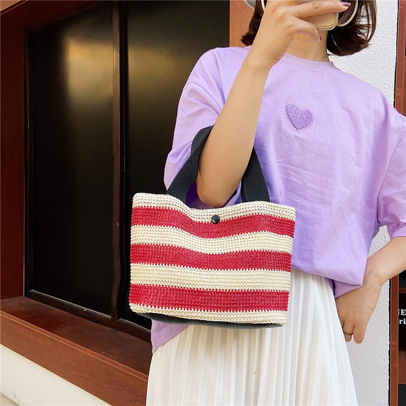 Straw-woven single-shoulder bag for women, new summer casual bag for middle-aged and elderly moms, simple lunch box handbag, export version undefined