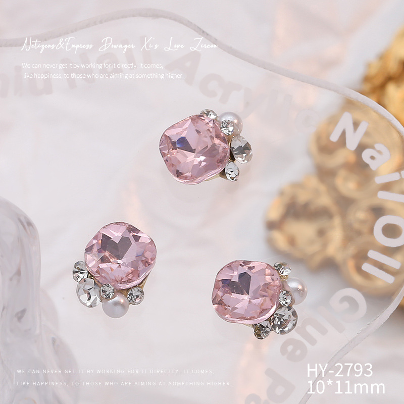 Celebridad en línea Maillard joyería de uñas de cristal pila diamante producto terminado flash torcido corazón grasa cuadrado hecho a mano perla joyería de uñas