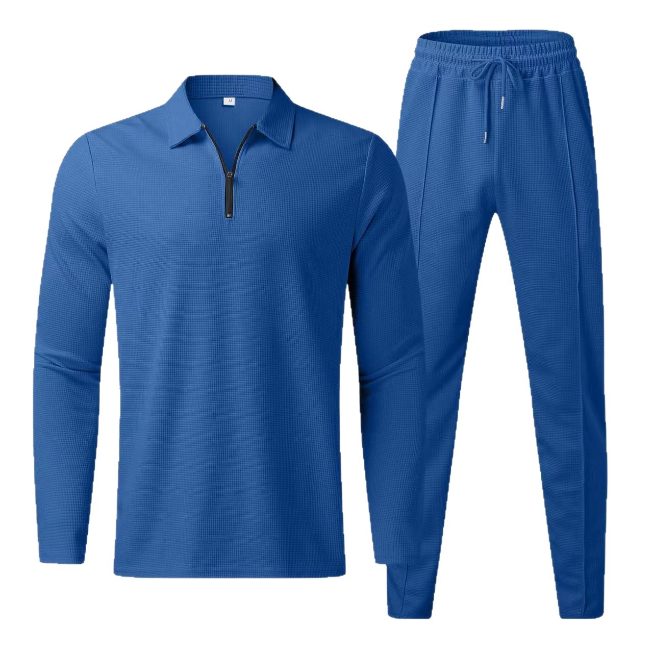 Men’s Half-Zip Two-Piece Activewear Set – Long Sleeve Top & Pants For Gym & Streetwear (White/Grey/Black/Khaki/Blue, S-XXXL)_voghion.com