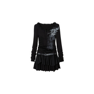 Design graffiti punk poetry club slim personality street style short skirt strappy punk print dress hot style
