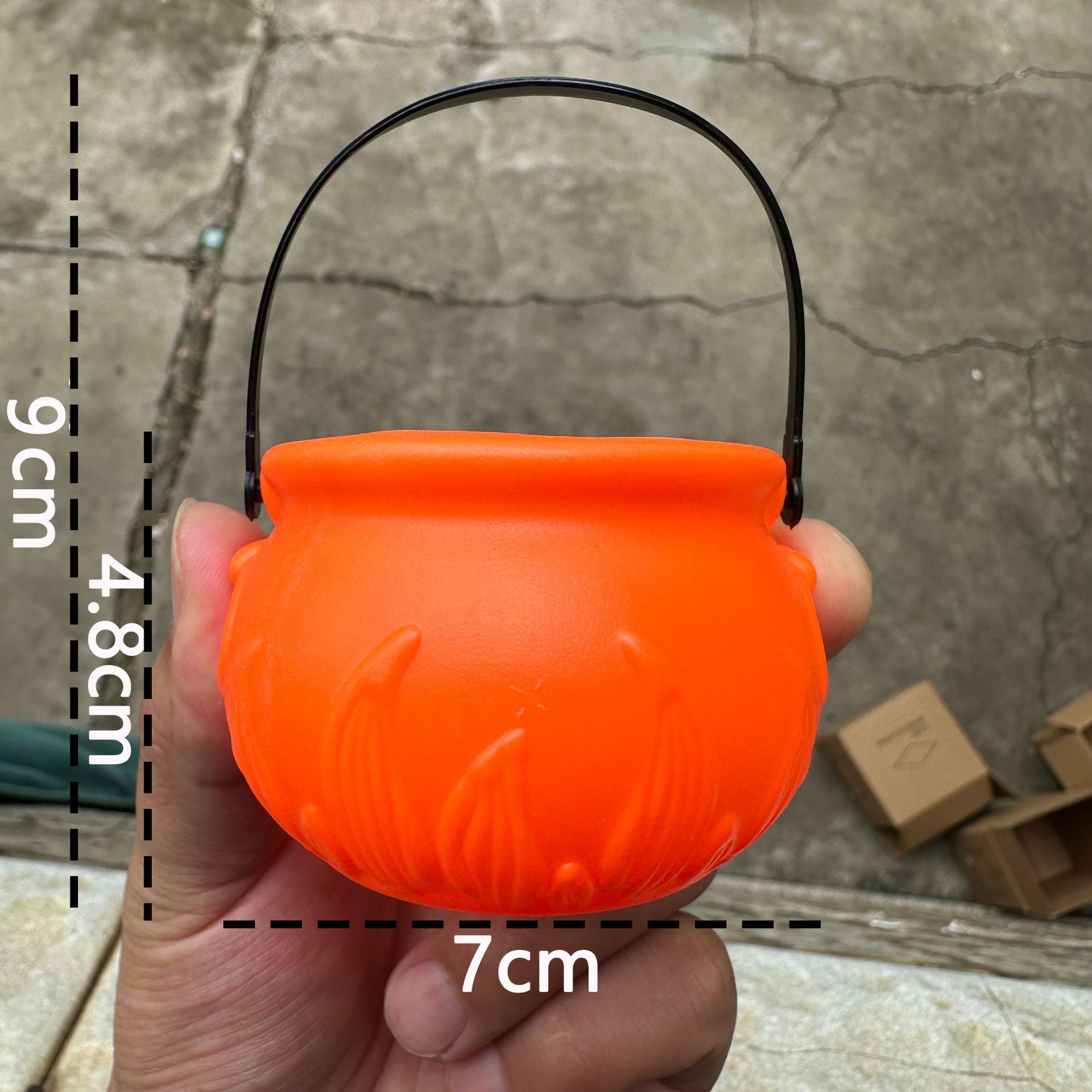 Cubo de calabaza de Halloween de 18cm con tapa Decoración de linterna para festival