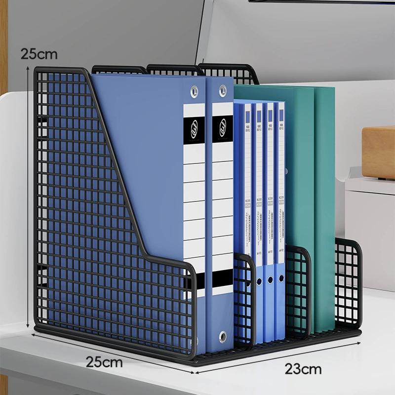 Metal Document Organizer Rack, Mesh File Storage Box, 2–6 Compartments, Black/White Options