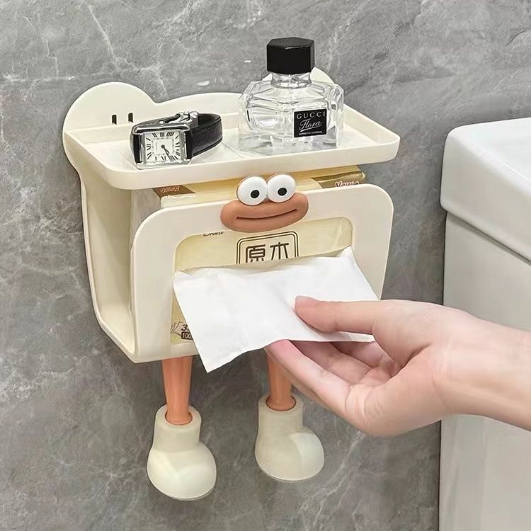 Linda caja de toallitas húmedas de dibujos animados, caja de bombeo de papel colgada en la pared del baño, toallas de papel húmedas, toallas de papel húmedas, estantes de papel higiénico