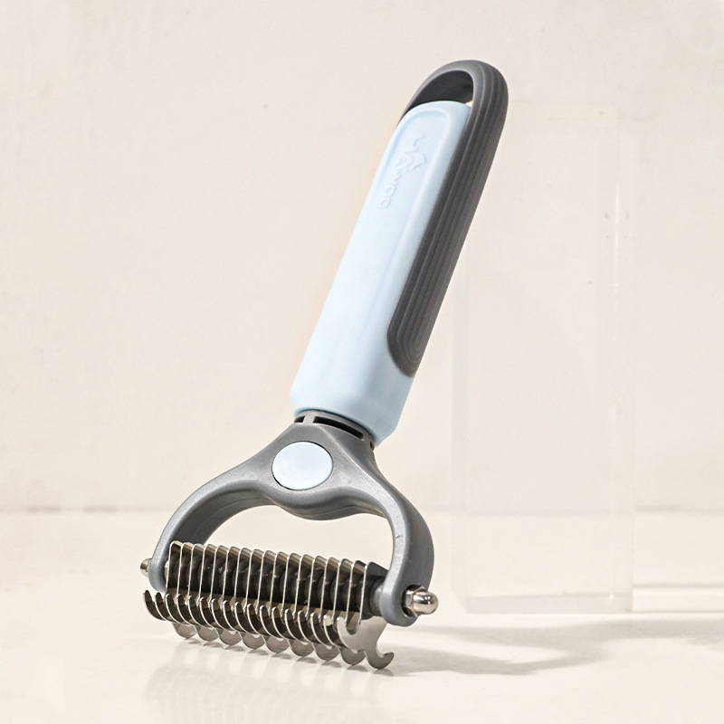 Peinado de nudos abierto de doble cara para mascotas, peinado de nudos especial para perros, peluche de pelo de Teddy, peinado de pelo flotante para perros, cepillo de pelo para perros