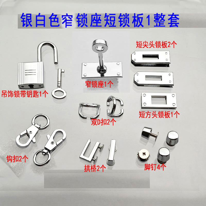 Accesorios metálicos rectangulares de placa de bloqueo doble D gancho de tornillo de bloqueo arco pequeño platino Kelly bolso de mujer tornillo de clavo