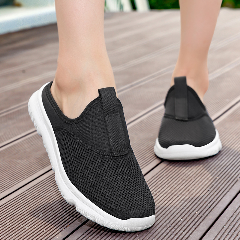 Baotou Beach Walk Travel Sandalias para hombres y mujeres media pantuflas tallas grandes nuevo estilo transpirable ligero suela suave zapatos casuales de malla