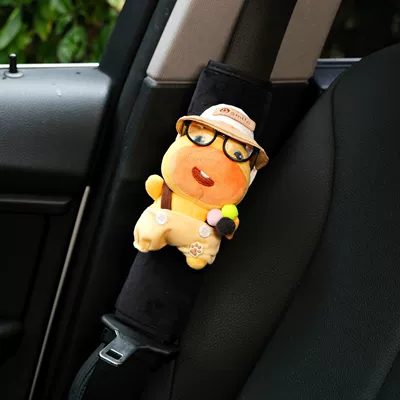 Capybara Lulu Car Seatbelt Seat belt shoulder pad - creamy-yellow-cat-paw-overalls-ice-cream-capybara-lulu-shoulder-pads-single-no-specifications