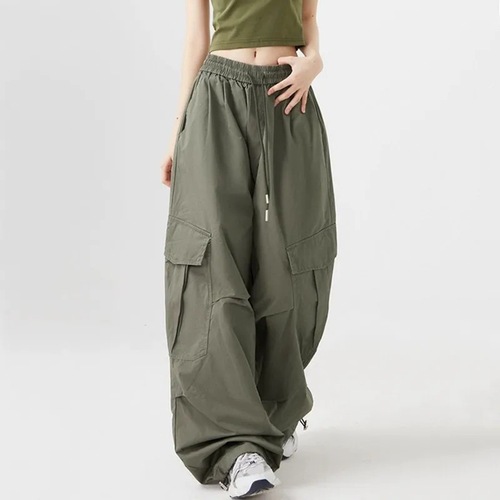Slim Fit American Style Ins Black Work Pants for Men and Women, Drawstring Design, Casual Wide Leg Pants, Relaxed Fit Jazz Dance Pants