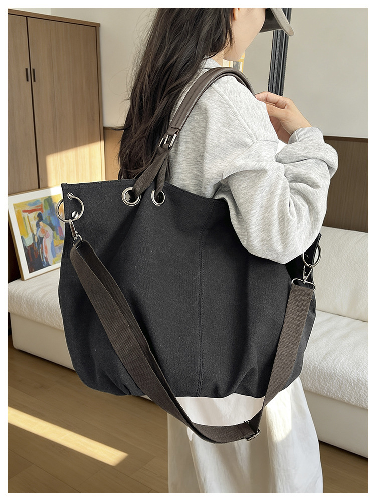 Bolso Bandolera Retro de Lona Lona Resistente al Desgaste Gran Capacidad para Uso Diario image 9