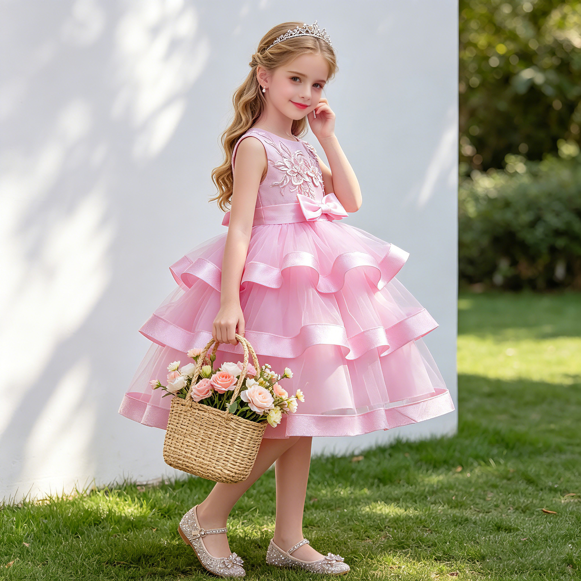 AliExpress vestido de princesa de niña caliente vestido de niña de flores para niños pequeños y medianos falda de malla pettiskirt de pastel de niña europea y americana