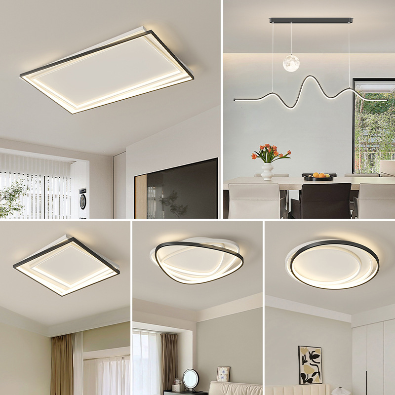 [Selección estricta] lámpara de techo moderna y simple nueva atmósfera rectangular sala de luz principal de espectro completo lámpara de habitación de protección de ojos