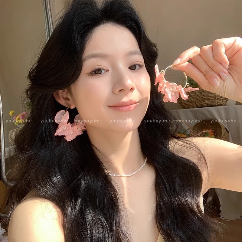 Pink chiffon earrings