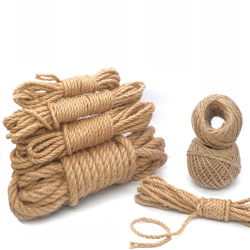 Handmade thick and thin natural jute rope, yellow jute rope for retro decorative lighting, rope for cat tree hangers