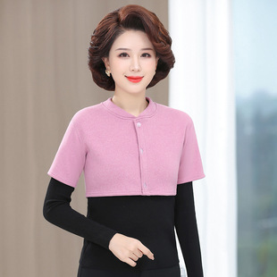 Middle-aged and elderly mother's fleece-lined shoulder pad winter new warm short sleeve shoulder pad neck sleeping grandma vest vest women