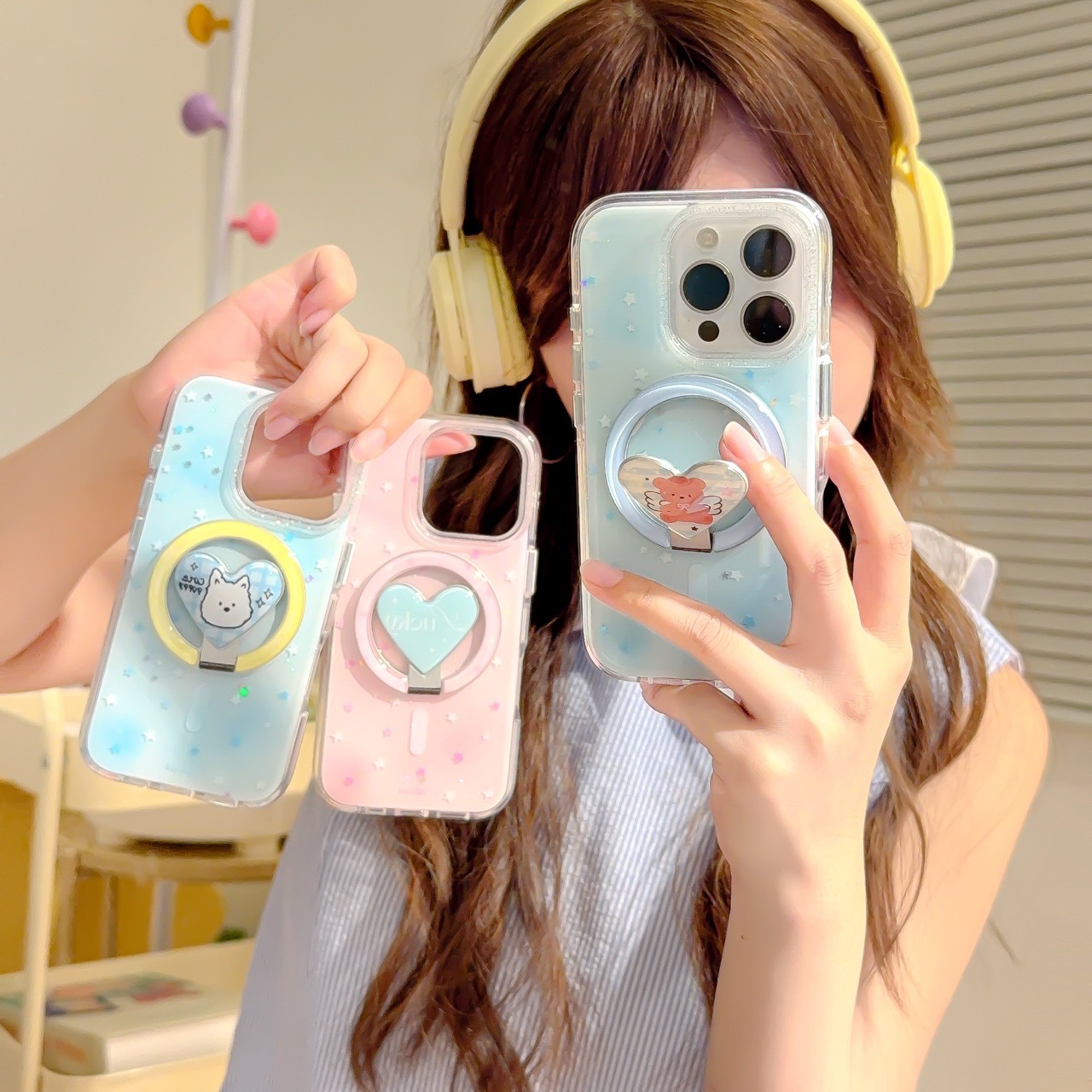 Advanced Sense Dispare Little Star Adecuado para Apple 15ProMax Soporte magnético 16Pro Pareja 14/13 Funda para teléfono móvil