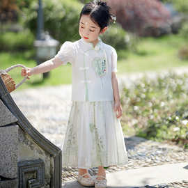 2025女童汉服夏季短袖新款连衣裙中国风超仙襦裙改良旗袍女孩唐装