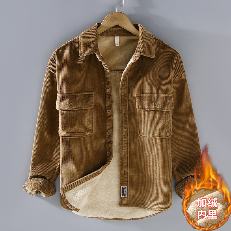 Chaqueta informal cálida y gruesa con forro polar estilo vintage para hombres jóvenes, nueva colección otoño-invierno G151