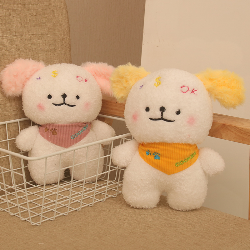 Lindo y lindo cachorro cp bufanda bicolor perro muñeco de felpa joyería muñeco de felpa regalo para niños al por mayor