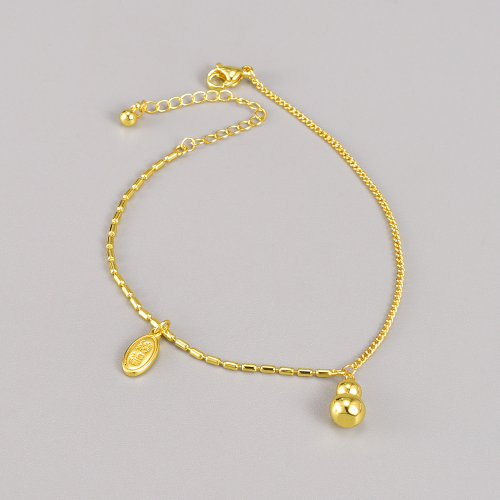 Y03 summer 18K gold-plated gourd anklet...