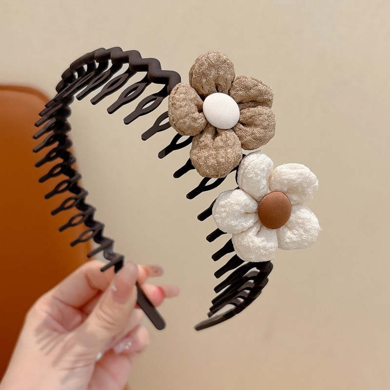Niños cabello roto flores de otoño y invierno nuevo color café leche correa dientes antideslizante bandas de cabello niñas no atar cabello tocado