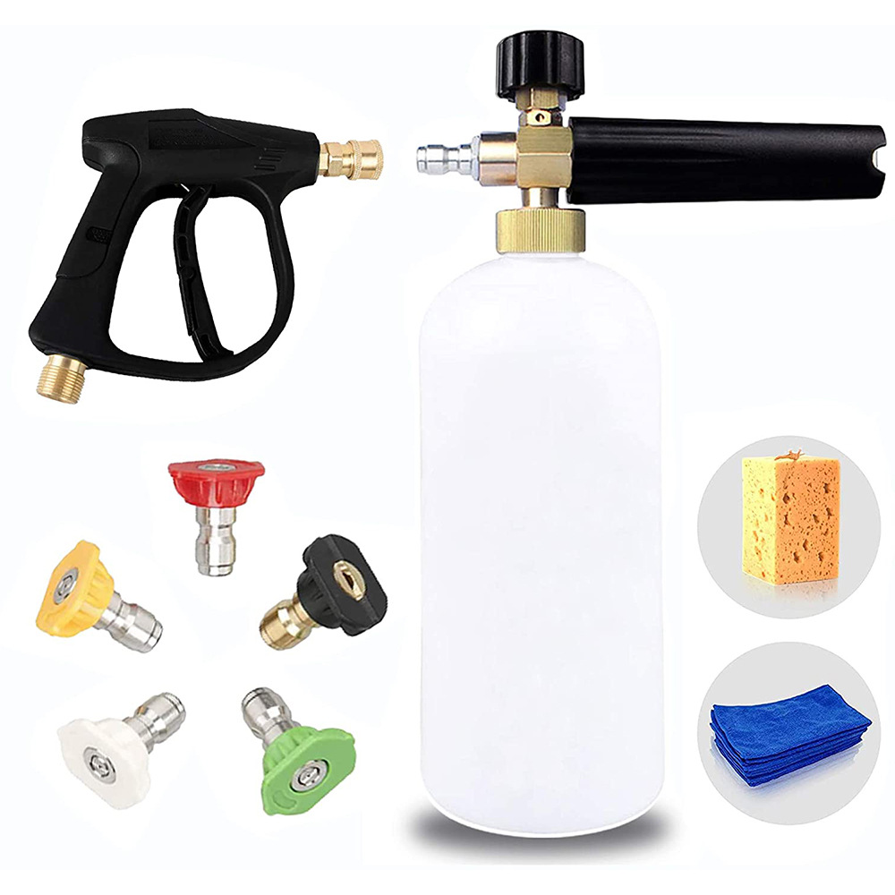 亚马逊跨境电商批发 高压洗车机泡沫壶水枪套装5色喷嘴雪花PA喷壶