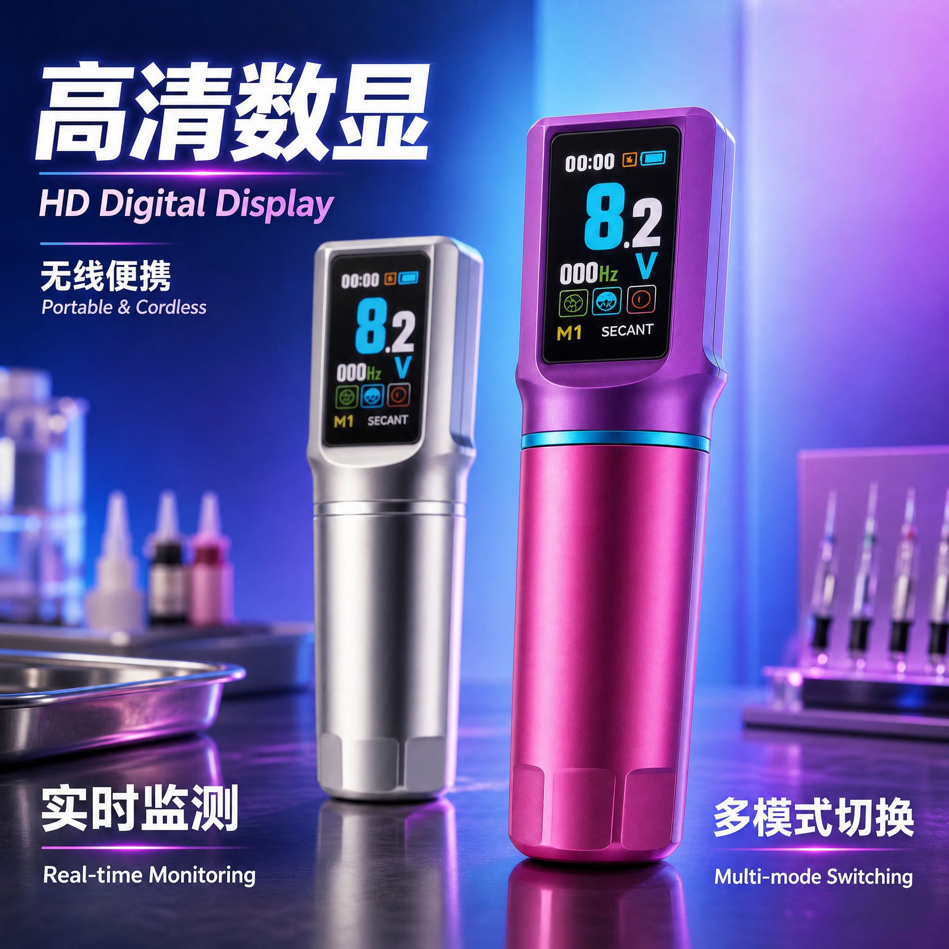 New product direct from manufacturer: Color screen tattoo pen, wireless charging model, tattoo machine with adjustable needle length