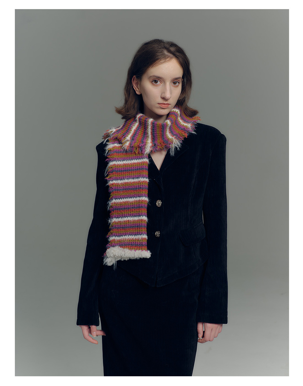 Damen Strickschal Im Vintage Look Gestreifter Wollschal Für Winter_voghion.com
