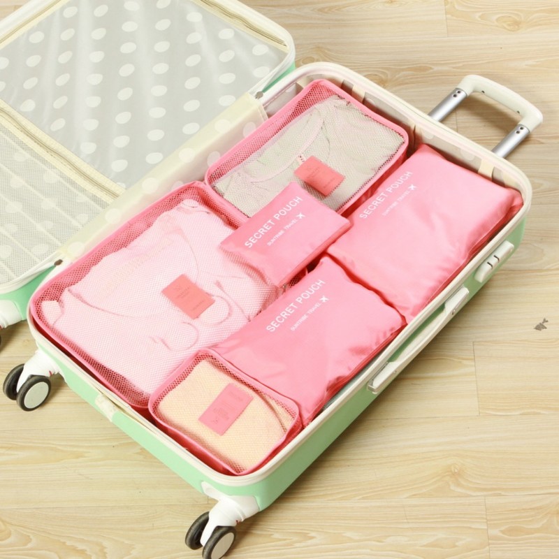 旅行用収納スーツケースオーガナイザーバッグ6点セット、大容量のパーティション可能な収納バッグ、防水オックスフォード布収納バッグ|undefined