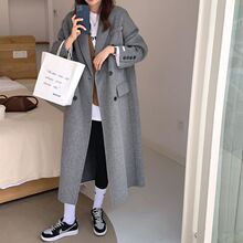 2026韩国东大门双面羊毛大衣女中长款宽松过膝羊毛呢外套秋冬新款