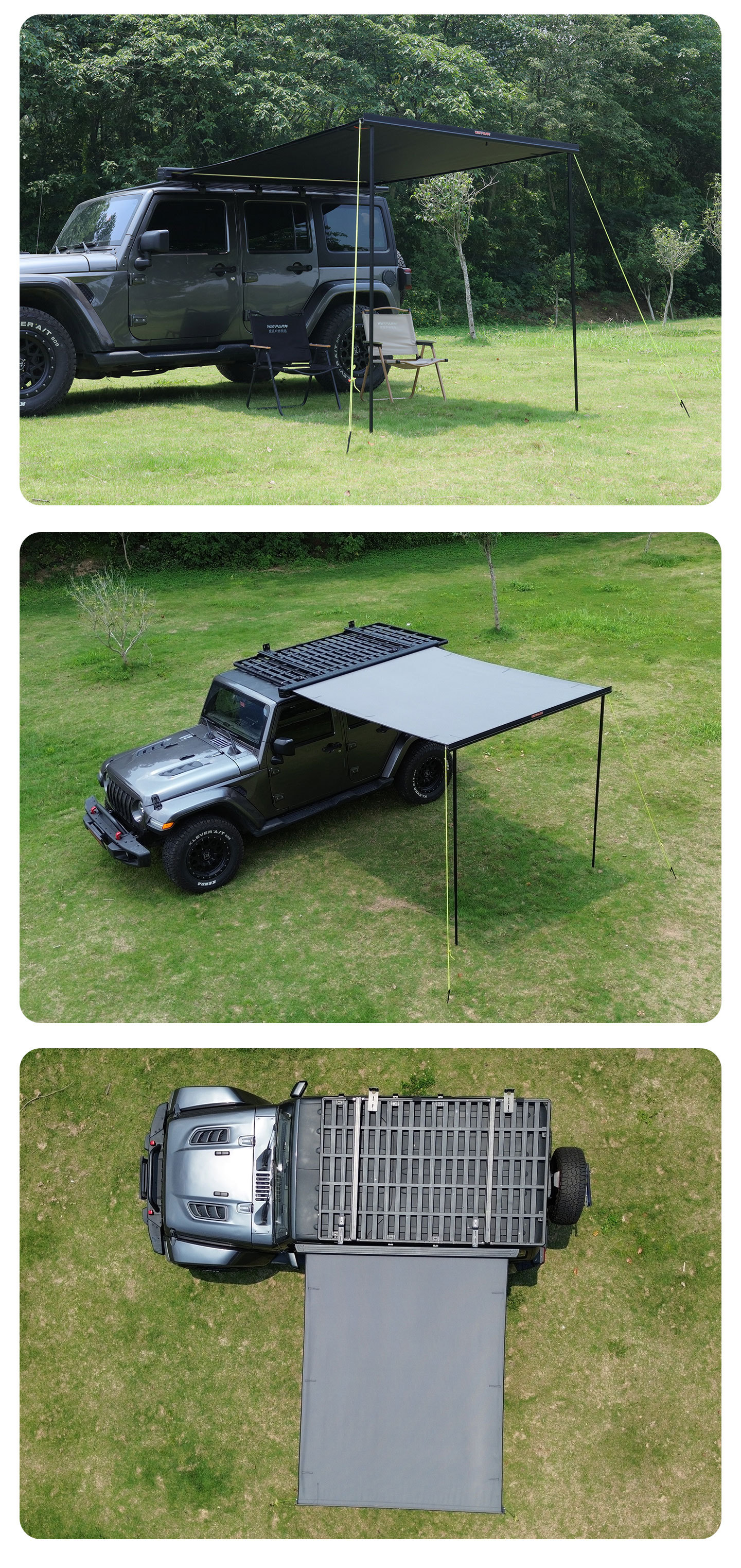 Car Side Tent, Suv Car Side Tent, Aluminum Alloy Car Side Canopy, Side Tent with Sun Protection, Self-Driving Tour, Vinyl Straight-Open Canopy