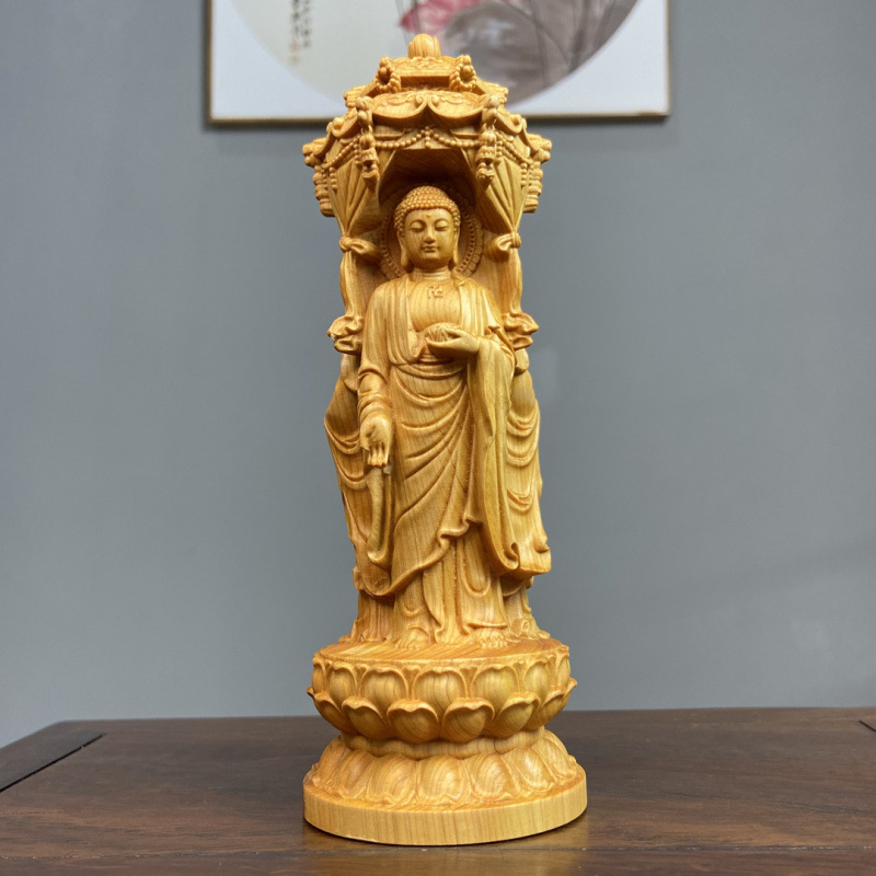 崖柏木彫り西洋三聖高18cm観音工芸品置物創意根彫刻家庭装飾品客間置物|undefined