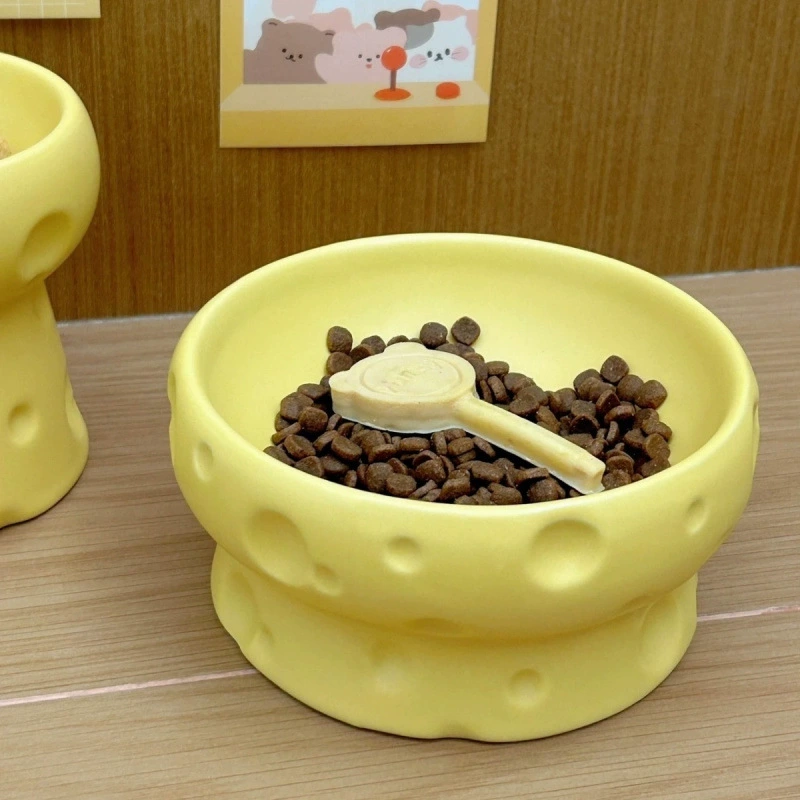 Миска для кошек, керамическая миска для кошачьего корма, высокая миска для еды, миска для воды, плоское горло, защищает шейный отдел позвоночника и предотвращает опрокидывание, миска для щенков большого диаметра, сыр