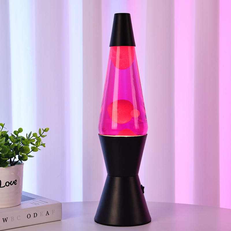 Cross-Border European and American Led Pink Water Red Wax Lamp 15inch with Transformer Low Voltage Custom Black Shell Lava Lamp