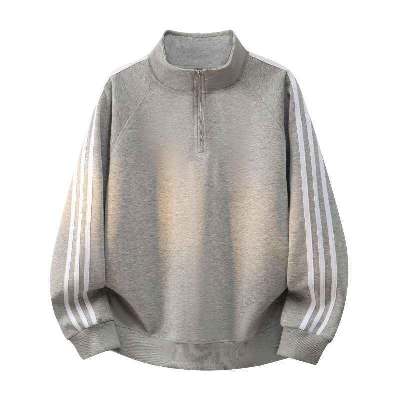 Primavera y otoño de hombre tres barras juego deportivo de cuello vertical medio cremallera camiseta pantalones de dos piezas juego de ropa deportiva de carrera casual