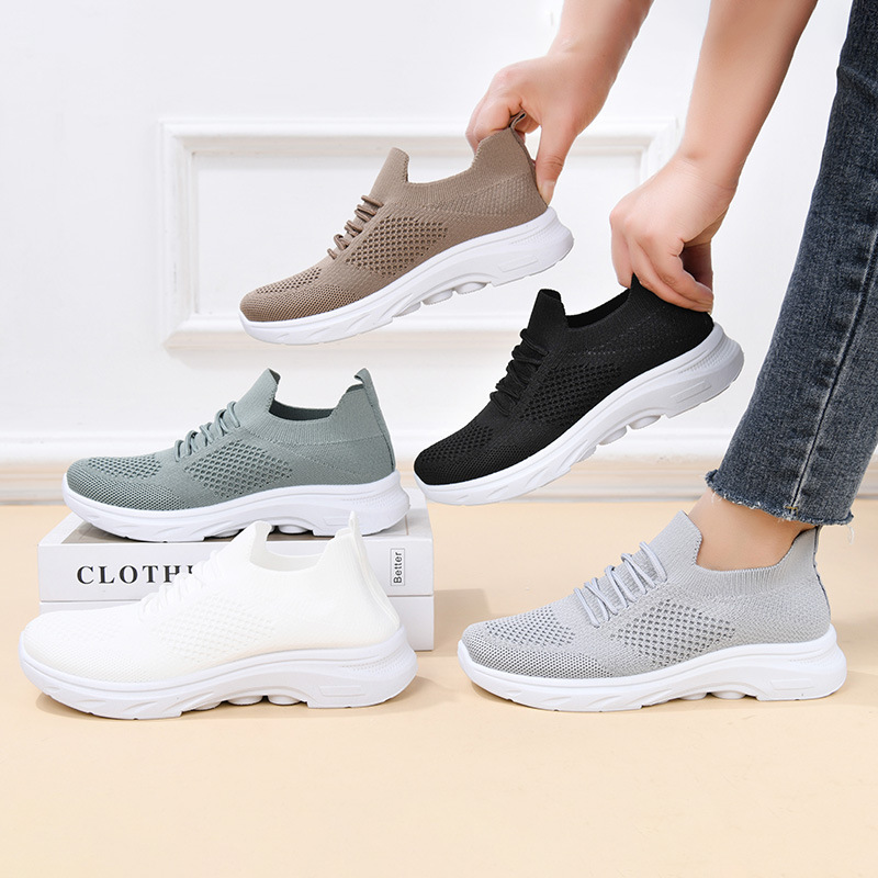 Shoes Women's sneaker Women's Fashion Flying Weaving Women's Shoes TEMU Cross Border Women's Shoes Lace-up Running Shoes Casual Women's Shoes