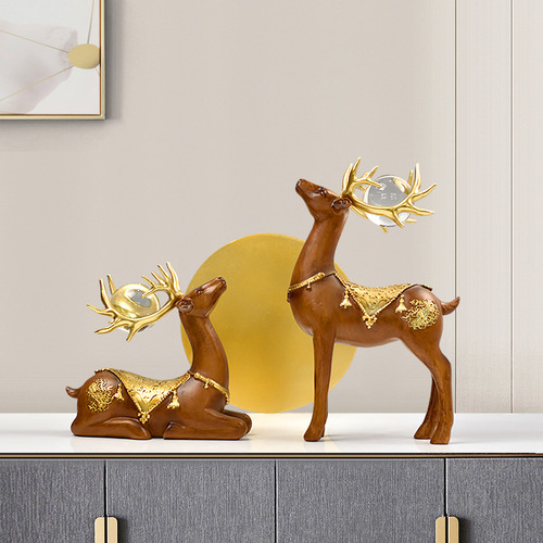 Creative Nordic Lucky Deer Wine Cabinet Decoration Living Room Modern Light Luxury Style Wedding Gift Entrance TV Cabinet