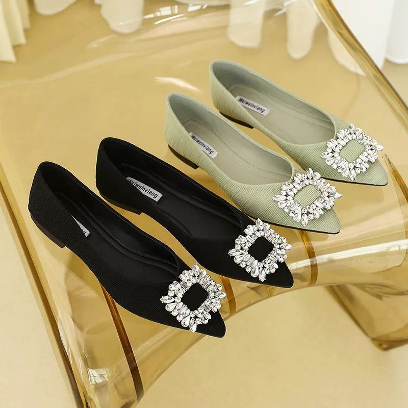 Женские лоферы с плоской подошвой и стразами, весна-осень 2025, новинка, французский стиль, модные туфли в стиле «бабушки»